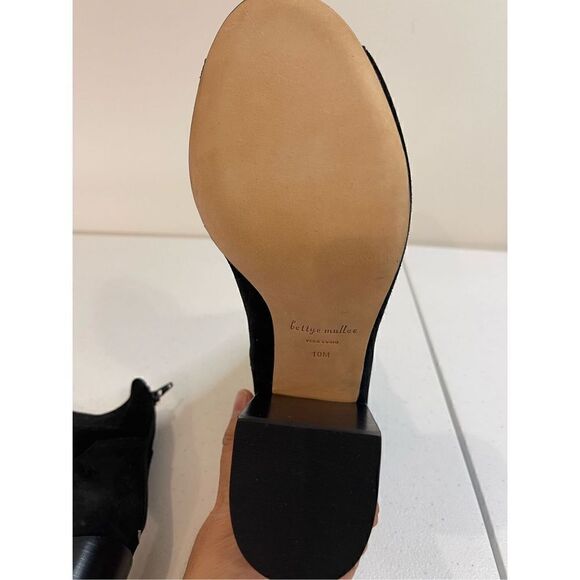 Bettye Muller open toe booties with dust bag size 10M black zipper back - Picture 5 of 9